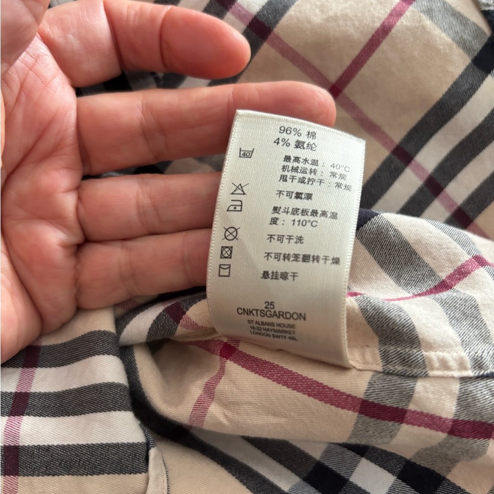 Burberry men’s long sleeve fitted shirt classic beige check size medium - Picture 9 of 9